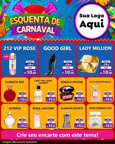 Modelo de Rede Social para Feed Instagram com o tema Esquenta de Carnaval para Perfumes