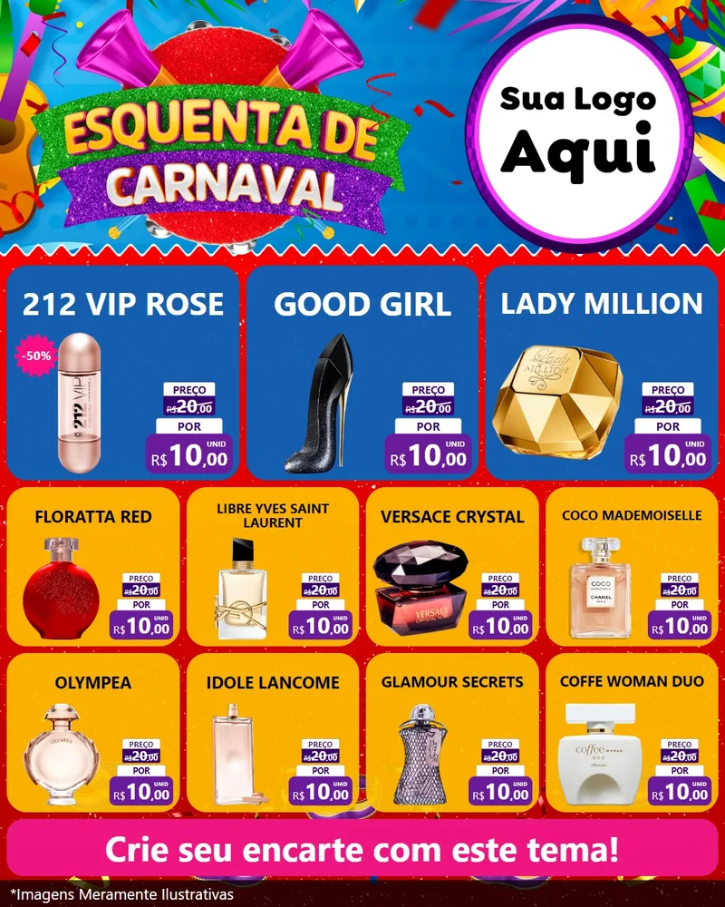 Modelo de Rede Social para Feed Instagram com o tema Esquenta de Carnaval para Perfumes