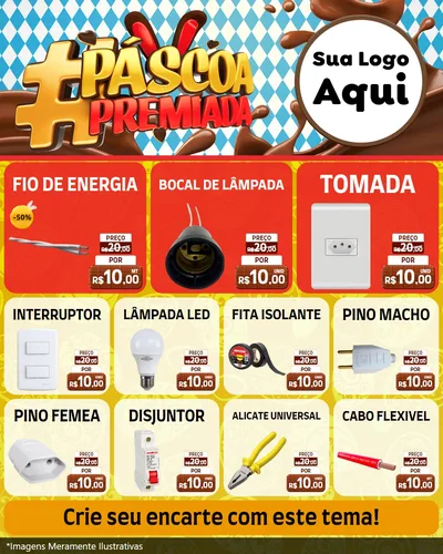 Modelo de Rede Social para Feed Instagram com o tema Páscoa Premiada para Materiais Elétricos