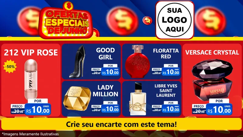 Modelo de TV para TV Horizontal com o tema Ofertas Especiais de Junho para Perfumes