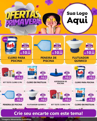 Modelo de Rede Social para Feed Instagram com o tema Ofertas Da Primavera para Produtos para Piscina