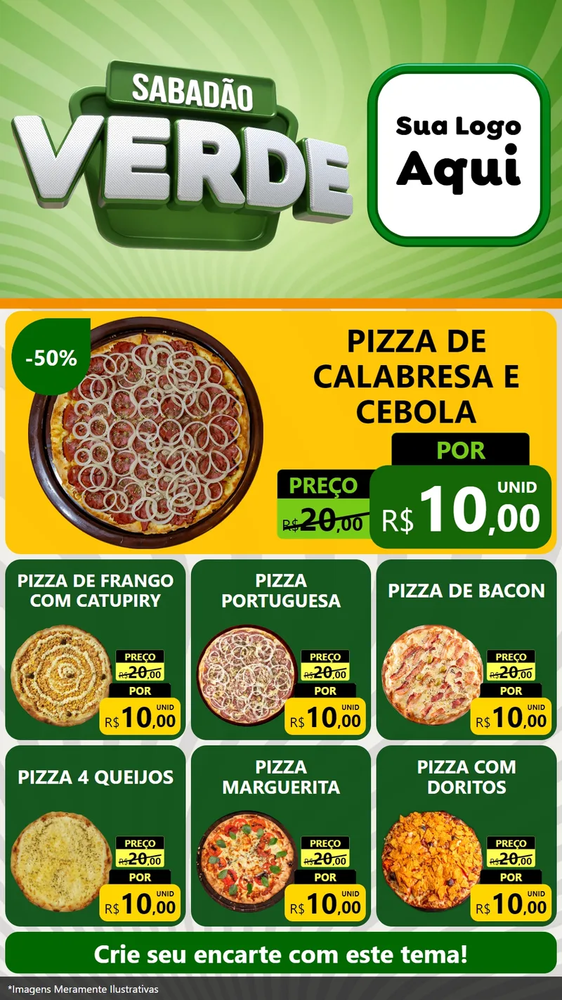 Modelo de Rede Social para Stories com o tema Sabadão Verde para Pizzaria