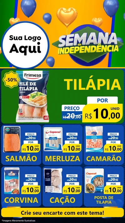 Modelo de Rede Social para Stories com o tema Semana da Independência para Peixaria