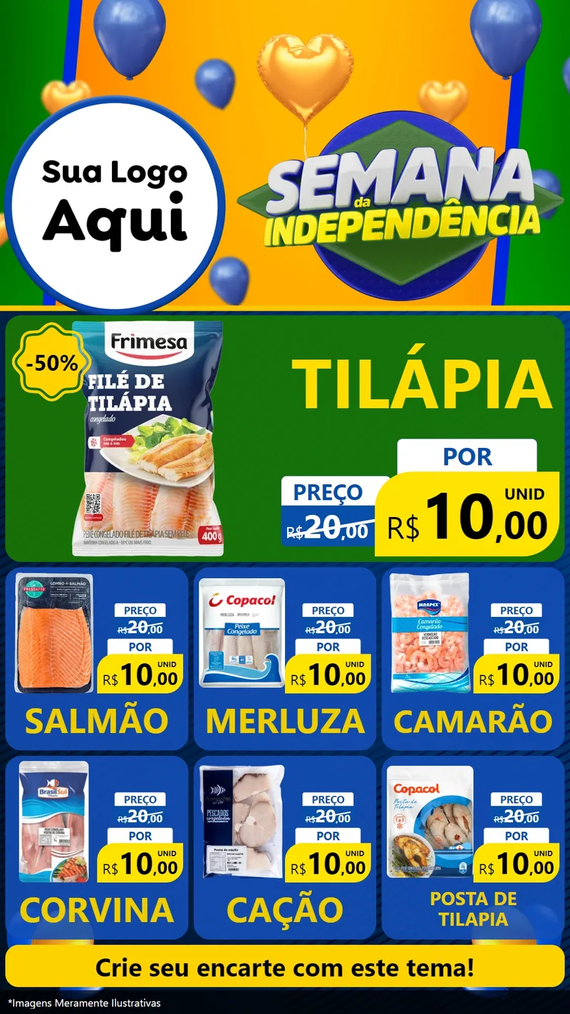 Modelo de Rede Social para Stories com o tema Semana da Independência para Peixaria
