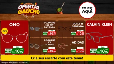Modelo de TV para TV Horizontal com o tema Ofertas Dia do Gaúcho para Óticas