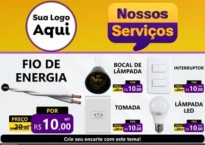 Modelo de Encarte para Encarte A4 Horizontal com o tema Nossos Serviços para Materiais Elétricos