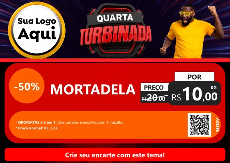 Modelo de Cartaz para Cartaz A4 Horizontal com o tema Quarta Turbinada para Frios e Laticínios
