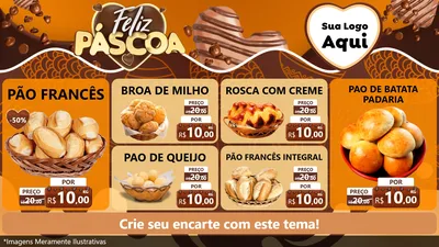 Modelo de TV para TV Horizontal com o tema Feliz Páscoa para Padaria