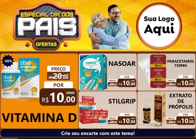 Modelo de Encarte para Encarte A4 Horizontal com o tema Especial Dia dos Pais para Farmácia
