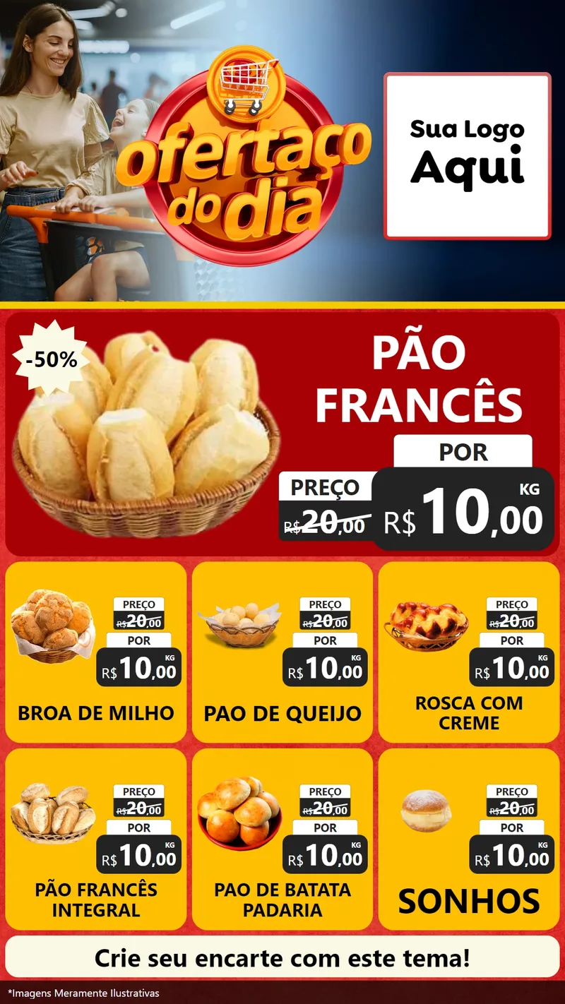Modelo de Rede Social para Stories com o tema Ofertaço Do Dia para Padaria