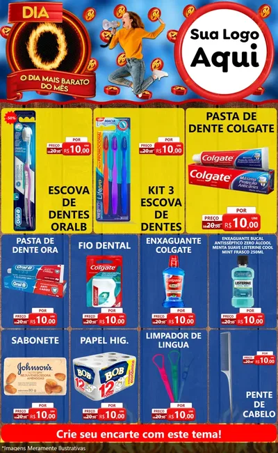 Modelo de Encarte para Encarte Grande com o tema Dia O - O Dia Mais Barato Do Mês para Higiene Pessoal