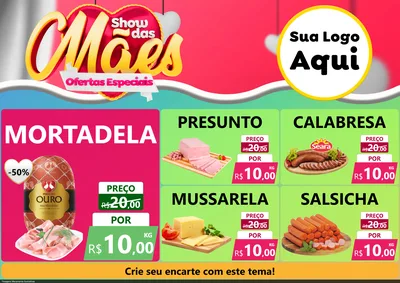 Modelo de Encarte para Encarte A4 Horizontal com o tema Show das Mães - Ofertas Especiais para Frios e Laticínios