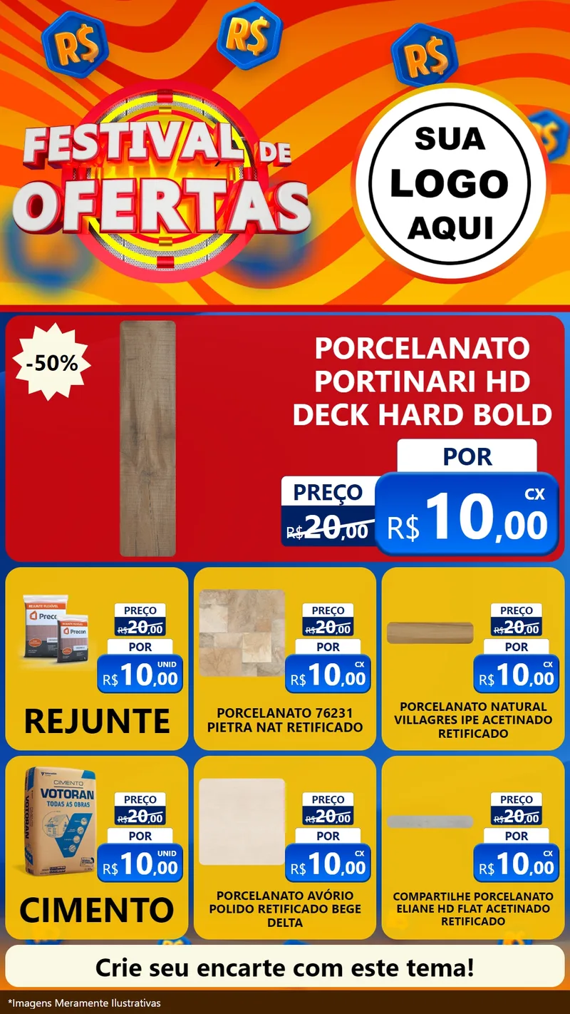 Modelo de Rede Social para Stories com o tema Festival de Ofertas para Pisos e revestimentos
