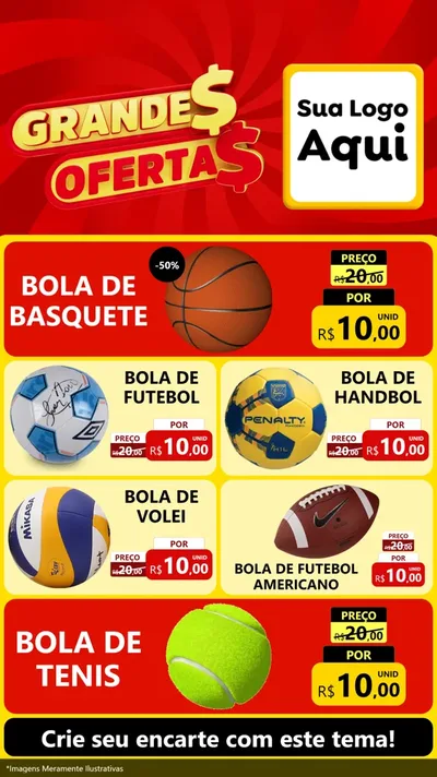 Modelo de TV para TV Vertical com o tema Grandes Ofertas para Artigos Esportivos