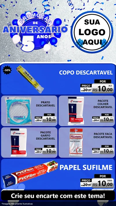 Modelo de TV para TV Vertical com o tema Promoção de Aniversário - 5 Anos para Embalagens
