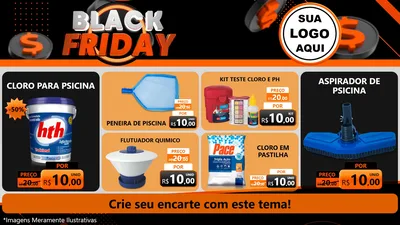 Modelo de TV para TV Horizontal com o tema Black Friday para Produtos para Piscina