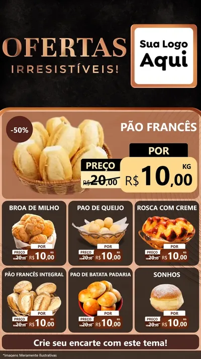 Modelo de Rede Social para Stories com o tema Ofertas Irresistíveis! para Padaria