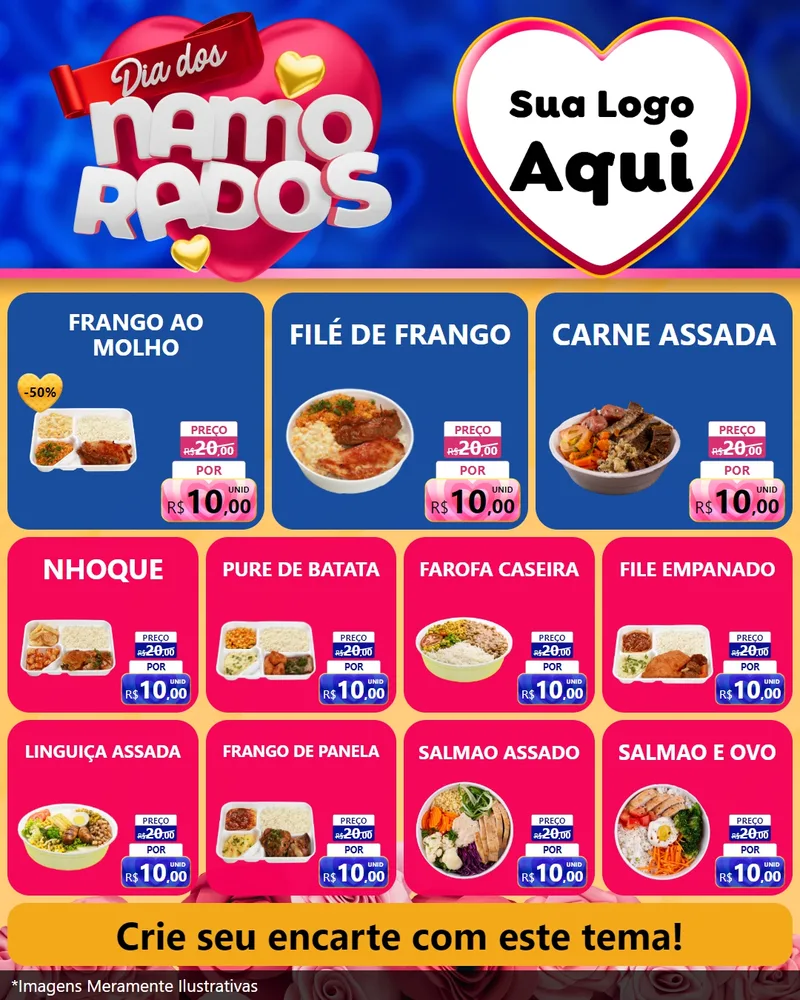 Modelo de Rede Social para Feed Instagram com o tema Dia dos namorados para Restaurante