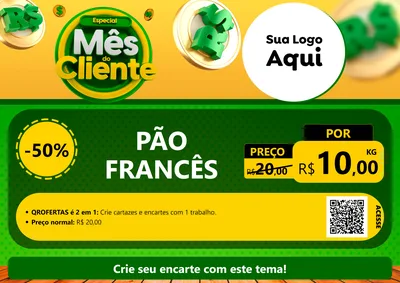 Modelo de Cartaz para Cartaz A4 Horizontal com o tema Especial Mês do Cliente para Padaria