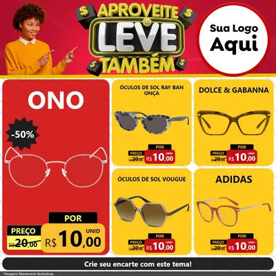 Modelo de Rede Social para Feed Facebook com o tema Aproveite e Leve Também para Óticas