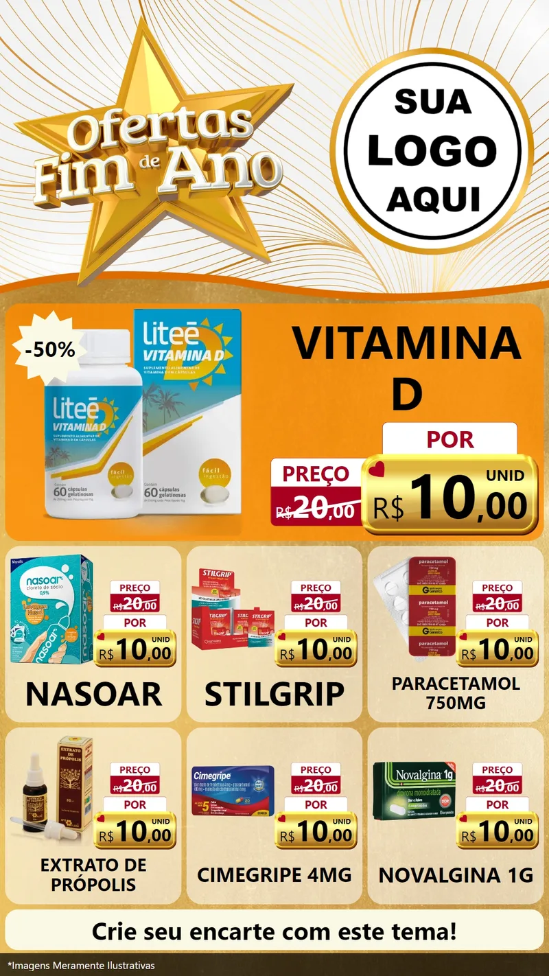 Modelo de Rede Social para Stories com o tema Ofertas Fim de Ano para Farmácia