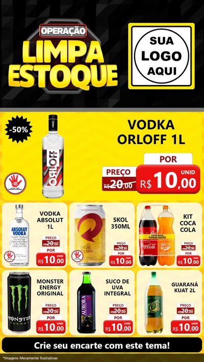 Modelo de Rede Social para Stories com o tema Operação Limpa Estoque para Distribuidora de bebidas