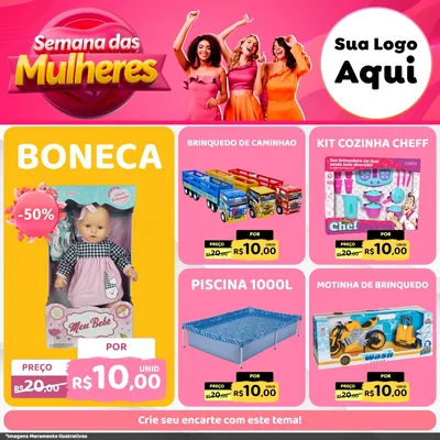 Modelo de Rede Social para Feed Facebook com o tema Semana das Mulheres para Brinquedos