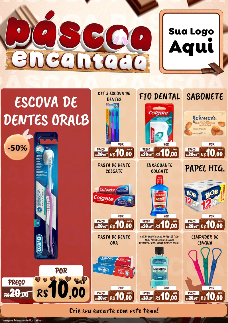 Modelo de Encarte para Encarte A4 Vertical com o tema Páscoa Encantada para Higiene Pessoal