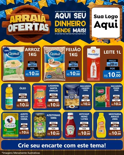 Modelo de Rede Social para Feed Instagram com o tema Arraiá de Ofertas - Junina para Supermercado