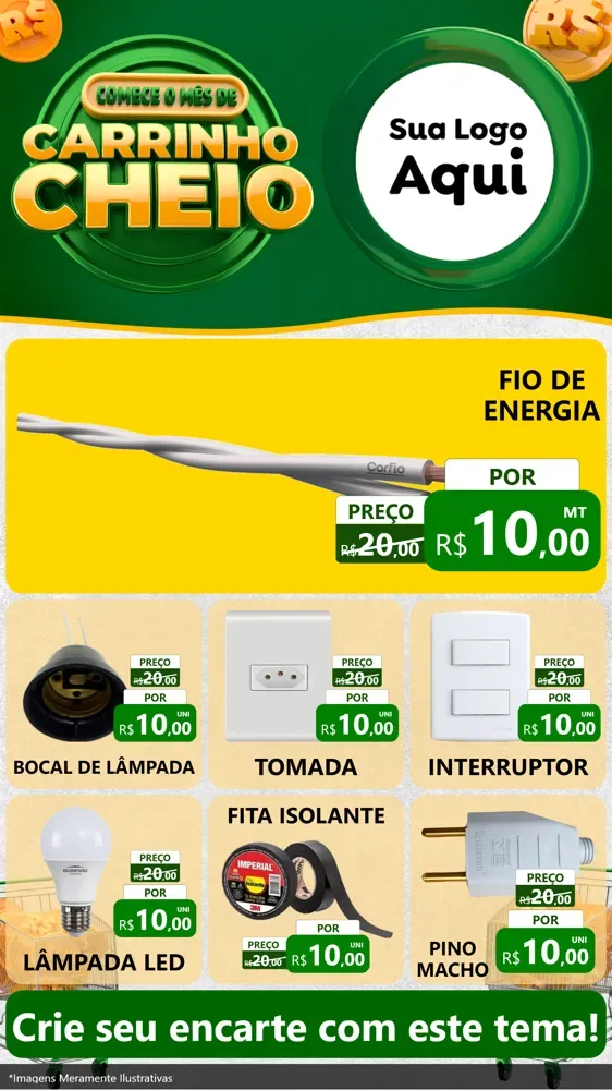Modelo de Rede Social para Stories com o tema Carrinho Cheio para Materiais Elétricos