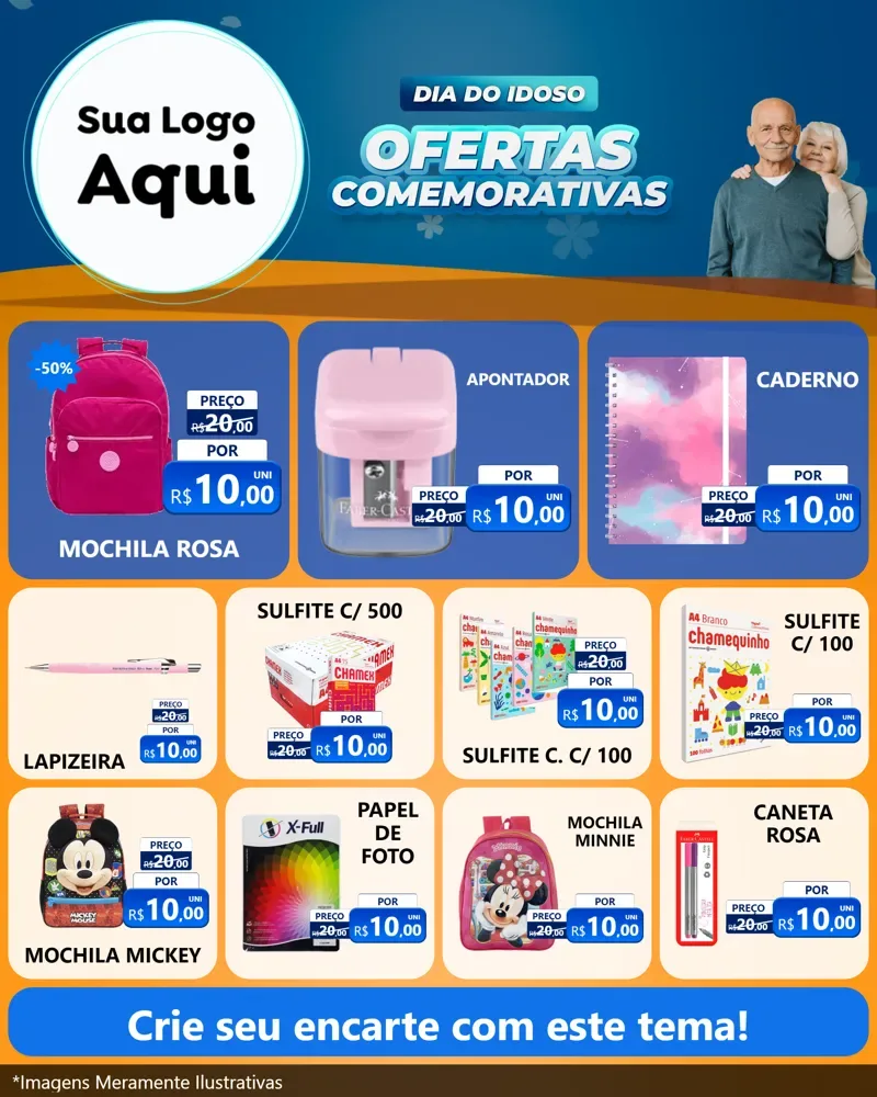 Modelo de Rede Social para Feed Instagram com o tema Dia do Idoso para Papelaria
