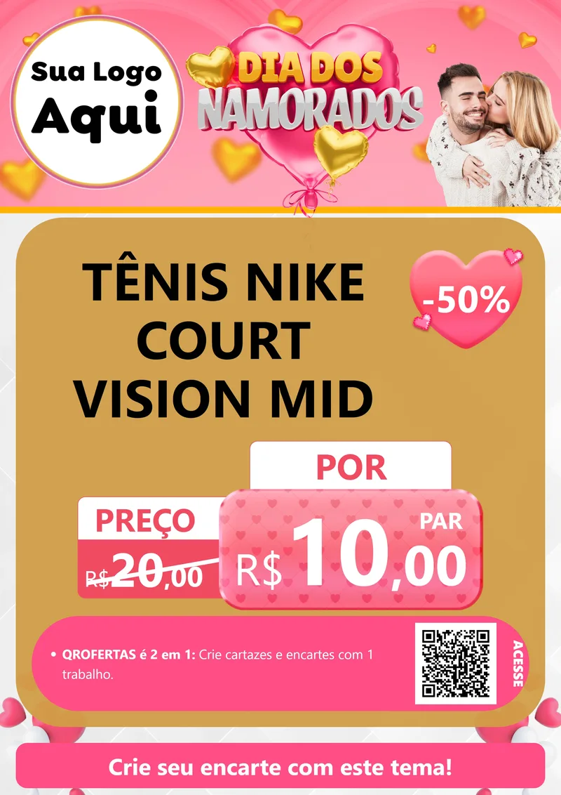Modelo de Cartaz para Cartaz A4 Vertical com o tema Dia dos Namorados para Calçados