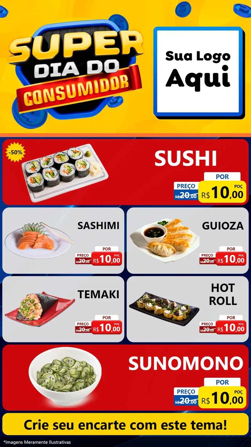 Modelo de TV para TV Vertical com o tema Super Dia do Consumidor para Comida japonesa