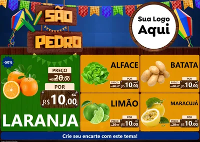 Modelo de Encarte para Encarte A4 Horizontal com o tema São Pedro para Hortifrúti