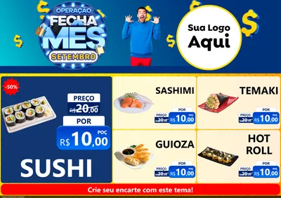 Modelo de Encarte para Encarte A4 Horizontal com o tema Operação Fecha Mês Setembro para Comida japonesa