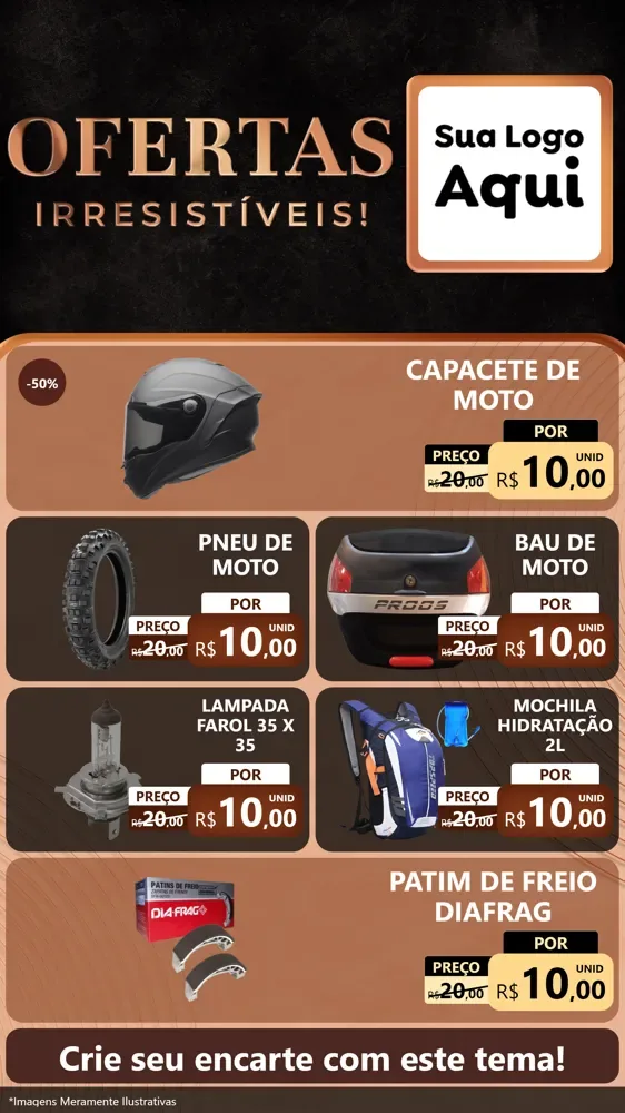 Modelo de TV para TV Vertical com o tema Ofertas Irresistíveis! para Moto peças