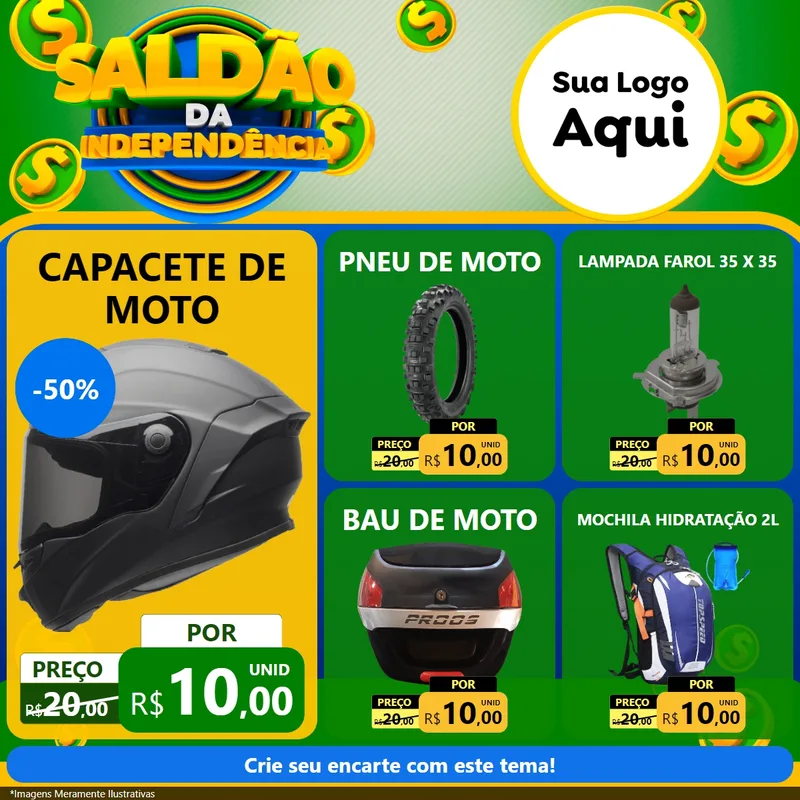 Modelo de Rede Social para Feed Facebook com o tema Saldão da Indepêndencia para Moto peças