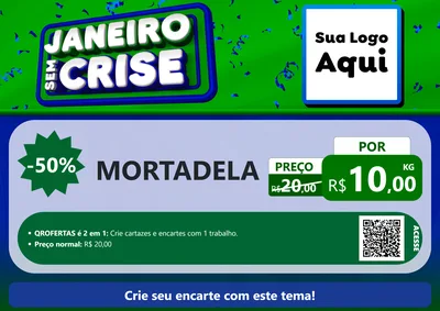 Modelo de Cartaz para Cartaz A4 Horizontal com o tema Janeiro Sem Crise para Frios e Laticínios