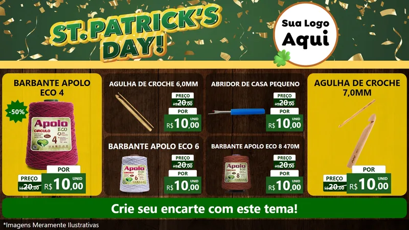 Modelo de TV para TV Horizontal com o tema St Patriks Day para Armarinho e Aviamentos