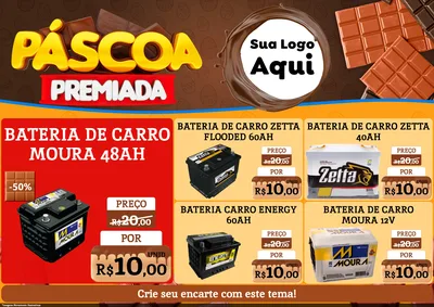 Modelo de Encarte para Encarte A4 Horizontal com o tema Páscoa Premiada para Baterias Elétricas