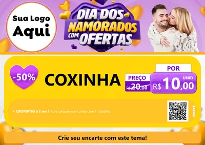 Modelo de Cartaz para Cartaz A4 Horizontal com o tema Dia Dos Namorados Com Ofertas para Salgadaria