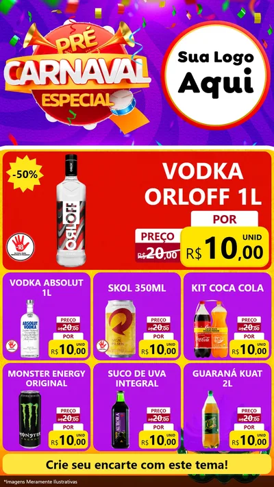 Modelo de Rede Social para Stories com o tema Pré-Carnaval Especial para Distribuidora de bebidas