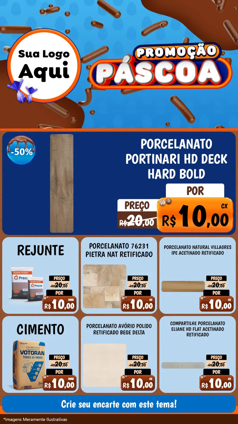 Modelo de Rede Social para Stories com o tema Promoção Páscoa para Pisos e revestimentos