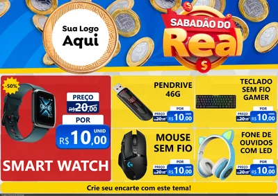 Modelo de Encarte para Encarte A4 Horizontal com o tema Sabadão do Real para Informática
