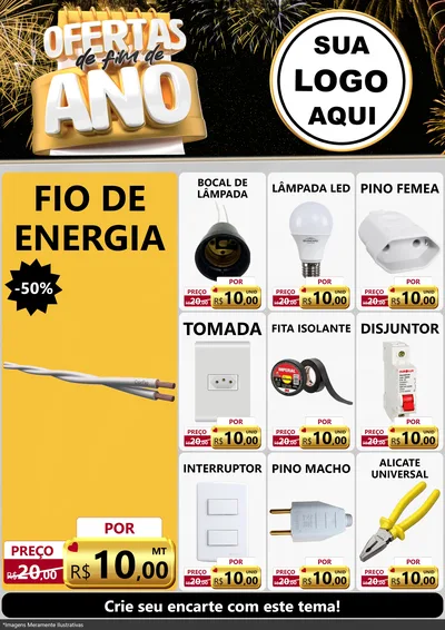 Modelo de Encarte para Encarte A4 Vertical com o tema Ofertas de Fim de Ano para Materiais Elétricos