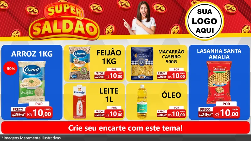 Modelo de TV para TV Horizontal com o tema Super Saldão para Supermercado