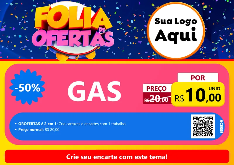 Modelo de Cartaz para Cartaz A4 Horizontal com o tema Folia de Ofertas para Água e gás