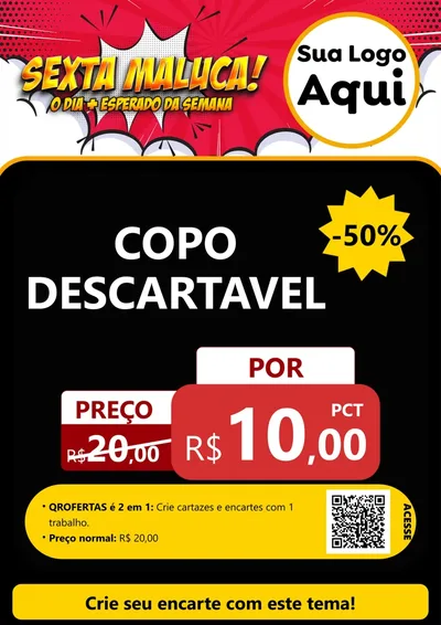 Modelo de Cartaz para Cartaz A4 Vertical com o tema Sexta Maluca! para Embalagens