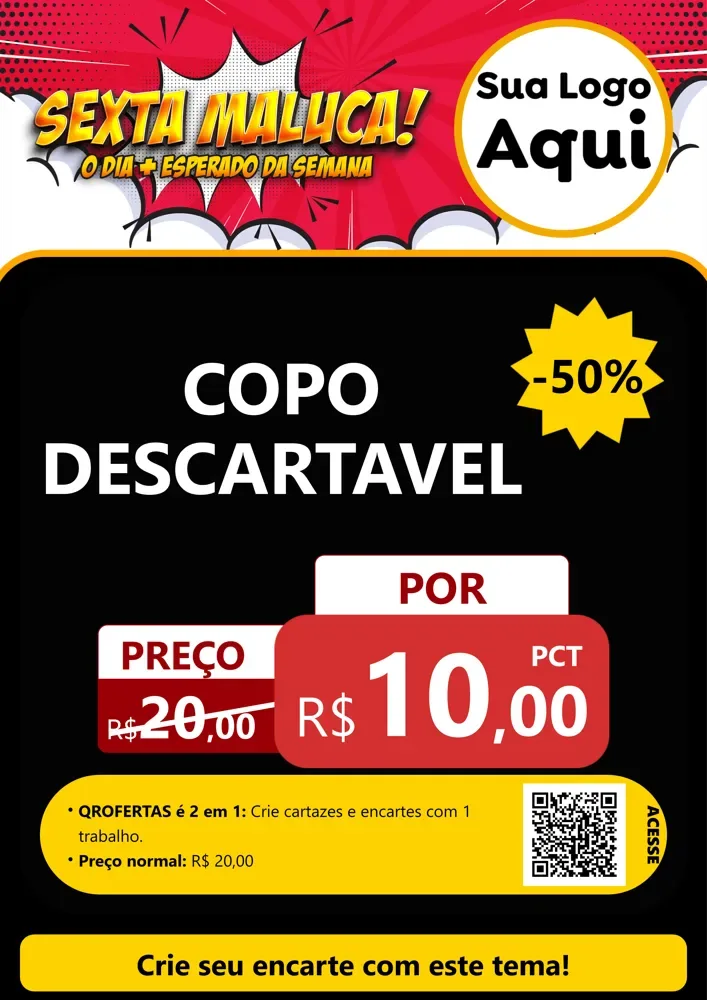 Modelo de Cartaz para Cartaz A4 Vertical com o tema Sexta Maluca! para Embalagens