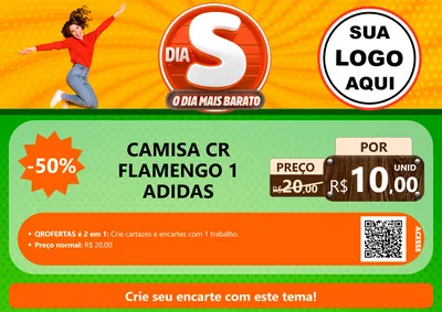 Modelo de Cartaz para Cartaz A4 Horizontal com o tema Dia S - O Dia Mais Barato para Roupas e acessórios